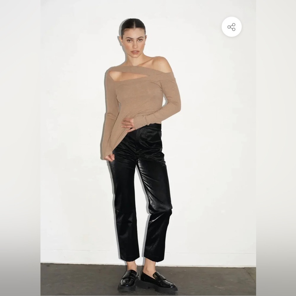 REVOLVE Brand LNA OTIS RIBBED TOP in Mushroom Beige Size 2X NWT